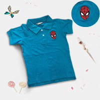 เสื้อโปโลแฟชั่นสุดเท่ลาย-Spider-man-สีฟ้า