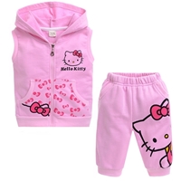 ชุดเสื้อกางเกง-มีฮู้ด-Hello-Kitty-สีชมพู