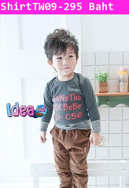 เสื้อแขนยาวคอกลมสีเทา KeNNe ThE MILK (ไต้หวัน)