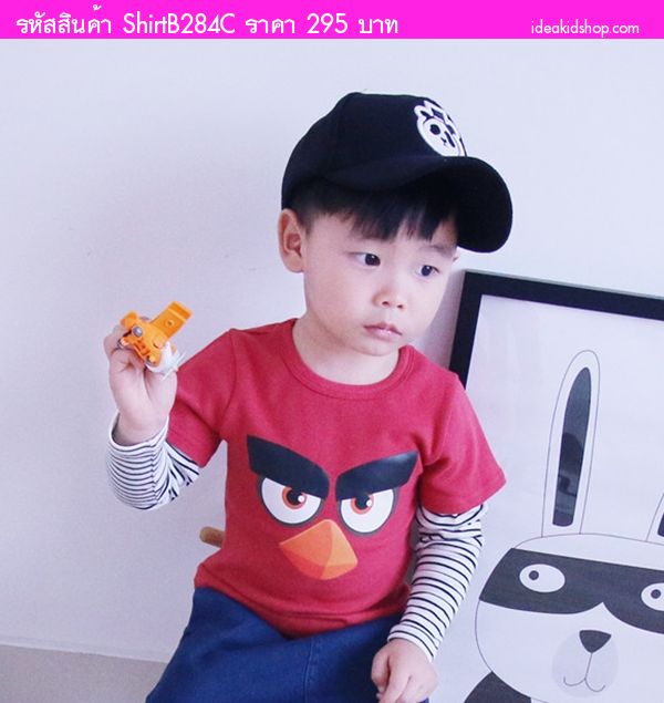 เสื้อแขนยาวเด็ก ลาย Angry Birds สีแดง