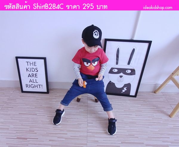 เสื้อแขนยาวเด็ก ลาย Angry Birds สีแดง