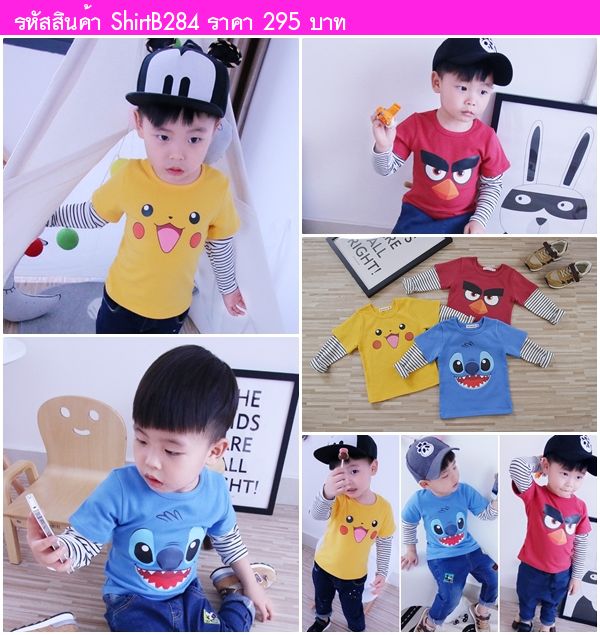 เสื้อแขนยาวเด็ก ลาย Angry Birds สีแดง