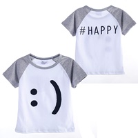 เสื้อยืดเด็กน่ารัก-Happy-Smile-สีขาวเทา