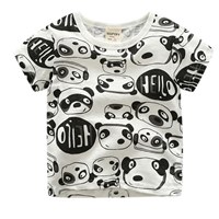 เสื้อยืดเด็ก-Hello-Panda-สีขาวดำ