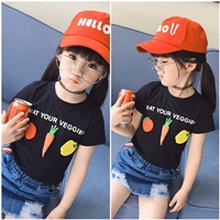 เสื้อยืดแฟชั่นเด็ก-EAT-YOUR-VEGGIES-สีดำ