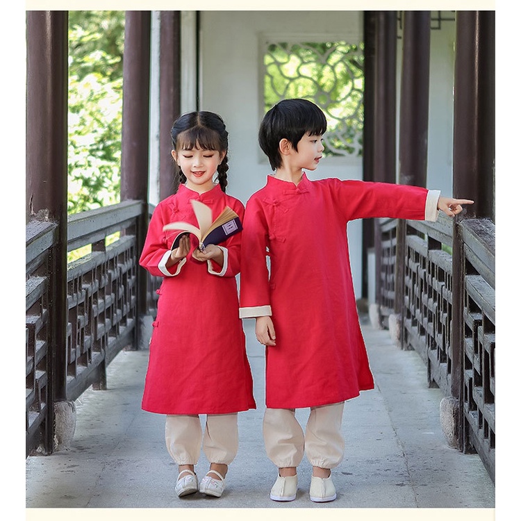 ชุดตรุษจีน-เสื้อตัวยาวและกางเกง-เจ้าจักรพรรดิ-สีแดง