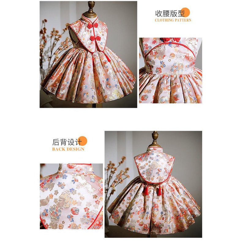 [พร้อมส่ง] ชุดตรุษจีน เดรสพรีเมียม princess dress children Tang suit Chinese style งานปักผ้าลื่นๆ มีซับใน ใส่สบาย