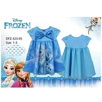 ชุดเดรส-ติดโบว์-Frozen-สีฟ้า