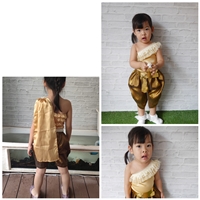 ชุดไทยมินิการะเกดและโจงกระเบนผ้าทอ-สีเหลืองทอง