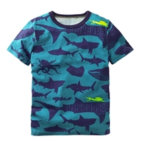 เสื้อยืดแฟชั่นเด็กลายฉลาม-Shark-สีฟ้าเขียว