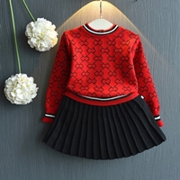 ชุดเสื้อกระโปรง-Sweater_pleated-skirt-สีแดง