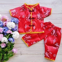 ชุดเสื้อกางเกงจีน-ลายมังกรและนกยูง-6-24M-สีแดง