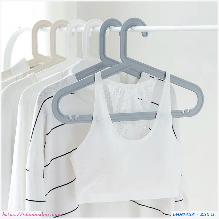 ไม้แขวนเสื้อแพค 12 ตัว สีเทา