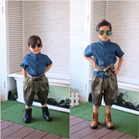 ชุดไทยเด็กชายแขนสั้น-พี่หมื่นแขนพับ-สีน้ำเงิน
