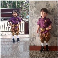 ชุดไทยเด็กชายแขนสั้น-พี่หมื่นแขนพับ-สีม่วง