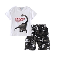 ชุดเสื้อกางเกงลายทหาร-Dinosaur1939-สีขาวเขียว