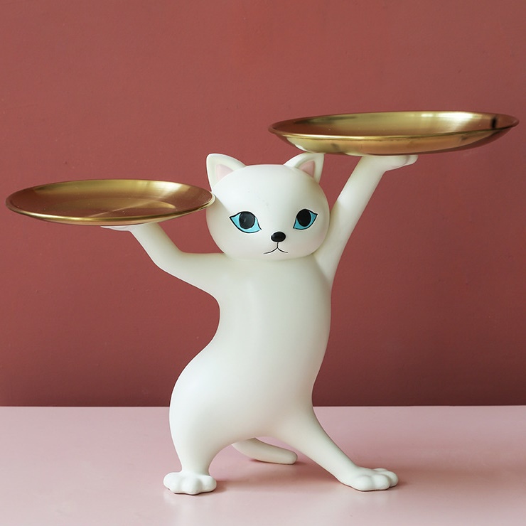 ตุ๊กตาแมวเต้นรำวางของ-ตกแต่งบ้าน-Nordic-Luxuryให้ความรู้สึกผ่อนคลาย-ดูหรู-งานมีมิติสวยมาก:เบจ