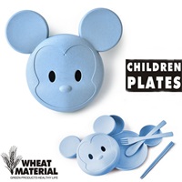 ชุดกล่องข้าว-Children-Plates-Mickey-Mouse-สีฟ้า