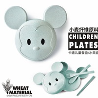 ชุดกล่องข้าว-Children-Plates-Mickey-Mouse-สีเขียว