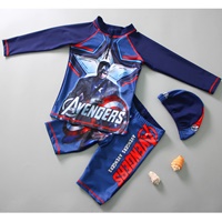 ชุดเสื้อกางเกงว่ายน้ำแขนยาว_หมวกว่ายน้ำ-ลายAvenger