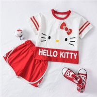 ชุดเสื้อกางเกง-ลาย-Hello-Kitty-สีขาวแดง