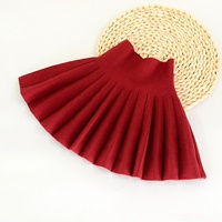 กระโปรงเอวสูง-pleated-skirt-สีแดง