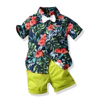 ชุดเสื้อกางเกง-Summerฮาวาย-ผูกโบว์-โทนสีเขียว