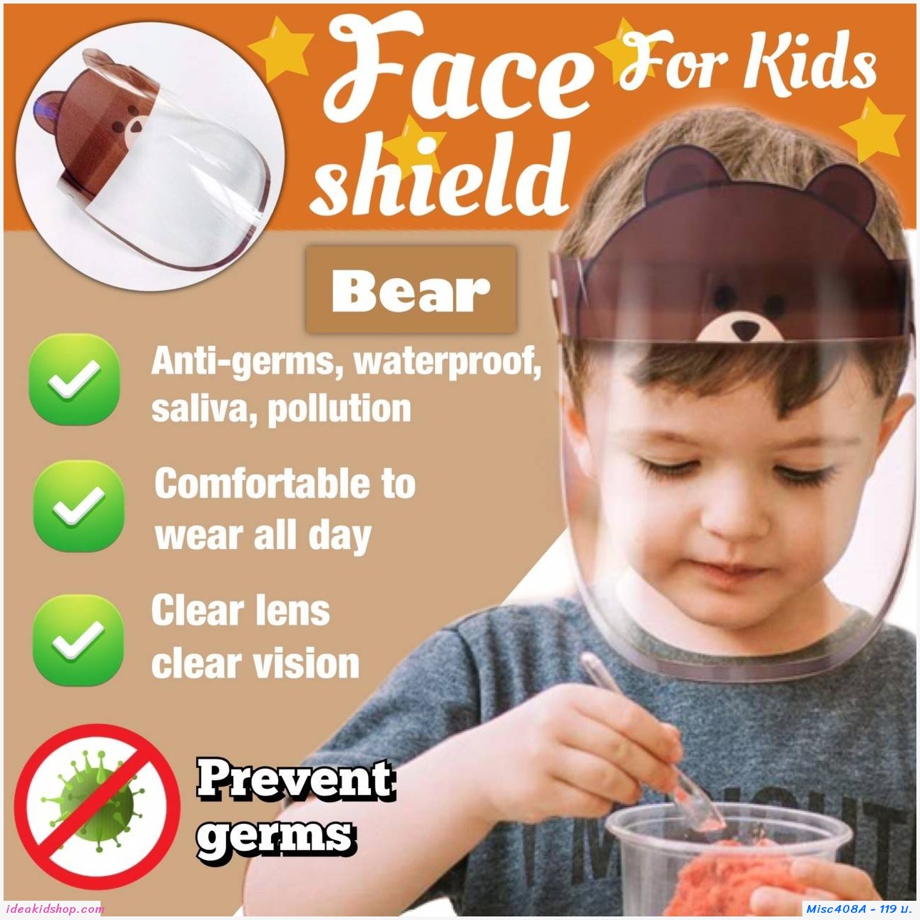 Face Shield Animal  Bear 