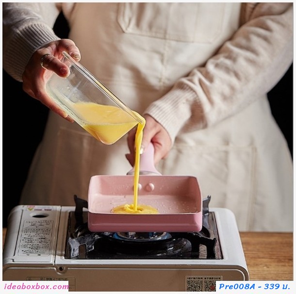 PreOrder กระทะไข่ม้วน กระทะสี่เหลี่ยม Non-Stick สีชมพู