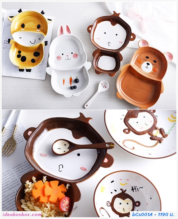 ชุดทานอาหารเซรามิก Animal ลายกระต่าย(เซต 5 ชิ้น)