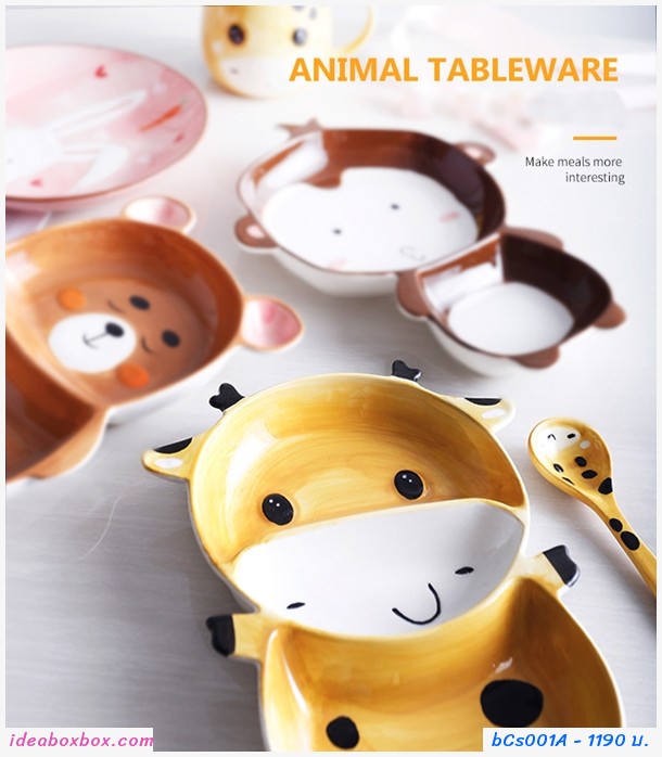 ชุดทานอาหารเซรามิก Animal ลายกระต่าย(เซต 5 ชิ้น)