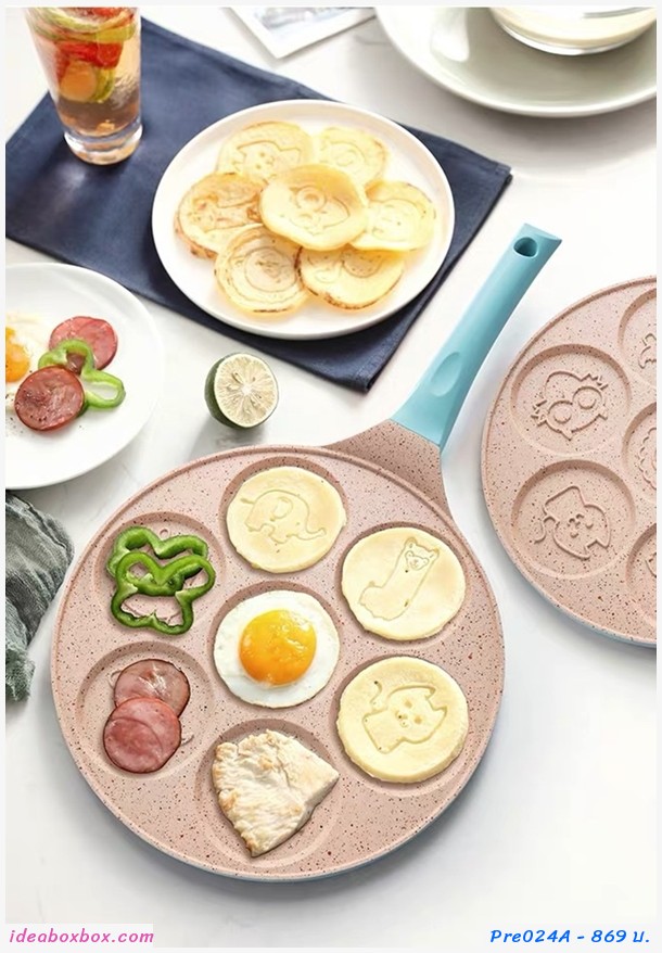 Preorder กระทะ 7 หลุม  non-stick animal สีดำแดง