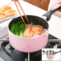 หม้อพร้อมที่นึ่งและฝาปิด-non-stick-16ซม-สีชมพูดำ