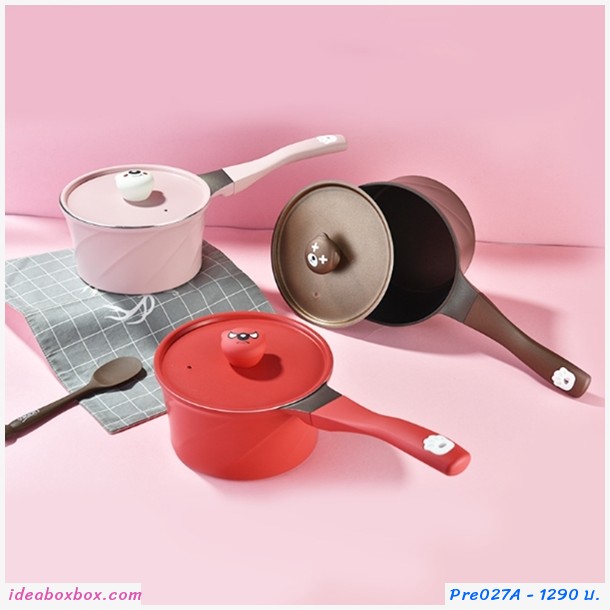 Preorder เซตหม้อและเครื่องนึ่งพร้อมฝาปิด Cute Bear สีฟ้า