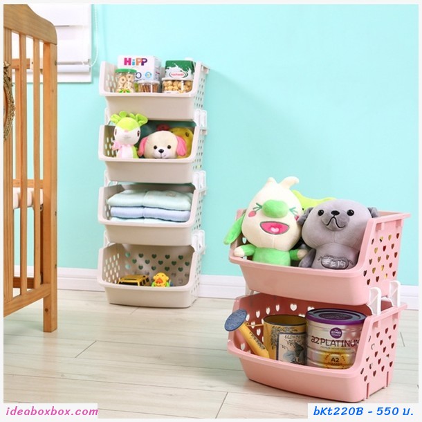 ชั้นตะกร้าพลาสติก Fruit Shelf 4 ชั้น สีฟ้า