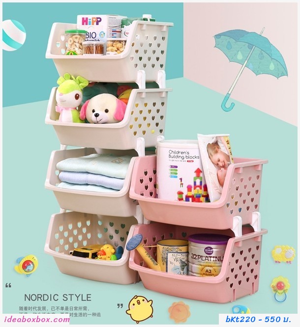 ชั้นตะกร้าพลาสติก Fruit Shelf 4 ชั้น สีฟ้า