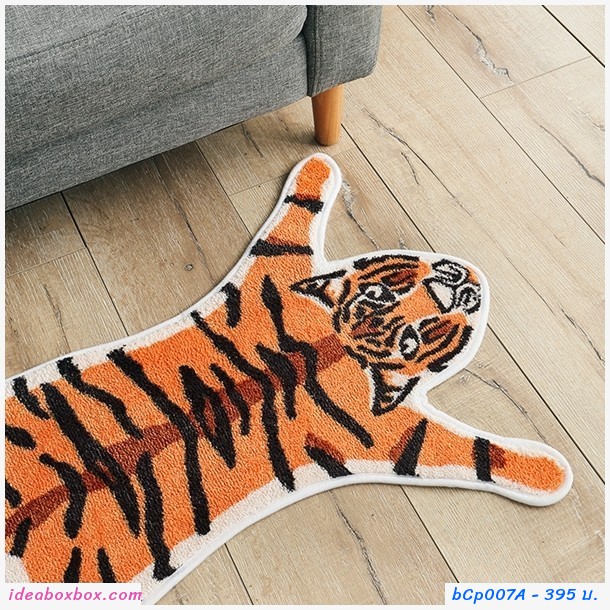 พรมเช็ดเท้า Microfiber ลายเสือสีส้ม