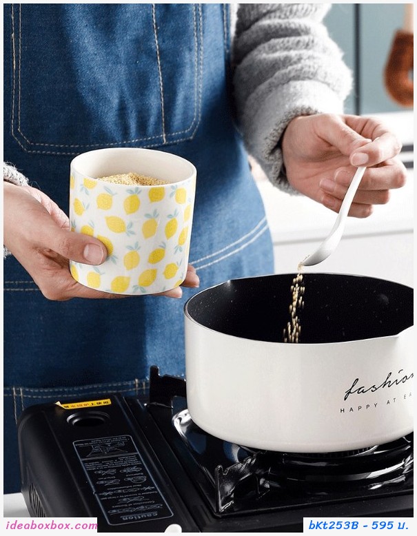 เซตใส่เครื่องปรุง ถ้วย ceramic ลายเลมอน