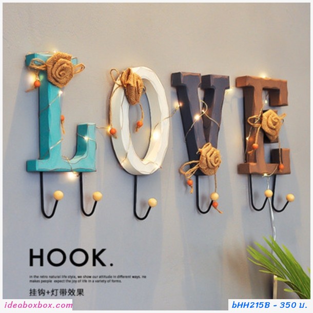 ตะขอแขวนของ ลาย HOME โทนฟ้า