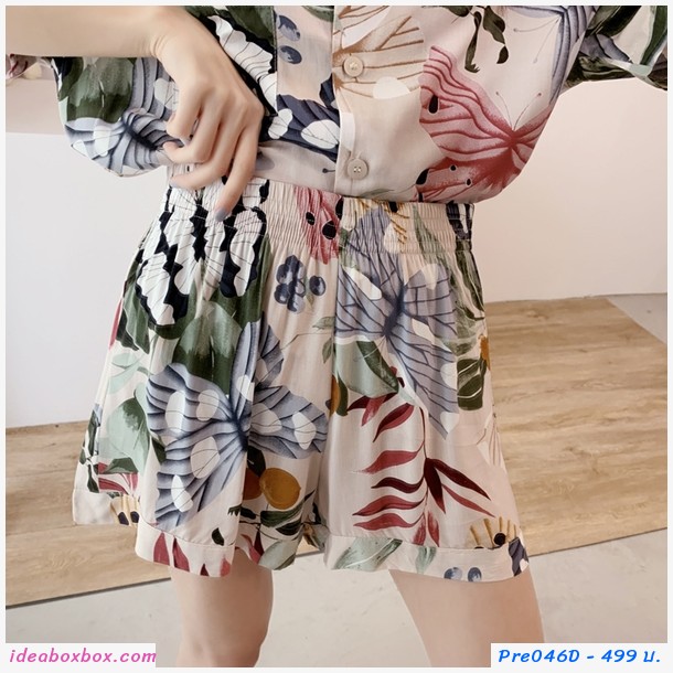 Preorder ชุดนอนแขนสั้นขาสั้น ลายผีเสื้อ