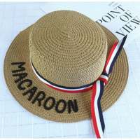 หมวกสานเด็ก-ปีกรอบ-MACAROON--ด้านบนมีโบว์ริบบิ้นติดสวยๆ-งานดี-สไตล์สวยๆ-ใส่กันแดด-ใส่ไปเที่ยวเก๋ๆสุดๆจ้า:น้ำตาล