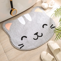 พรมเช็ดเท้า-Microfiber-ลายแมวสีเทา