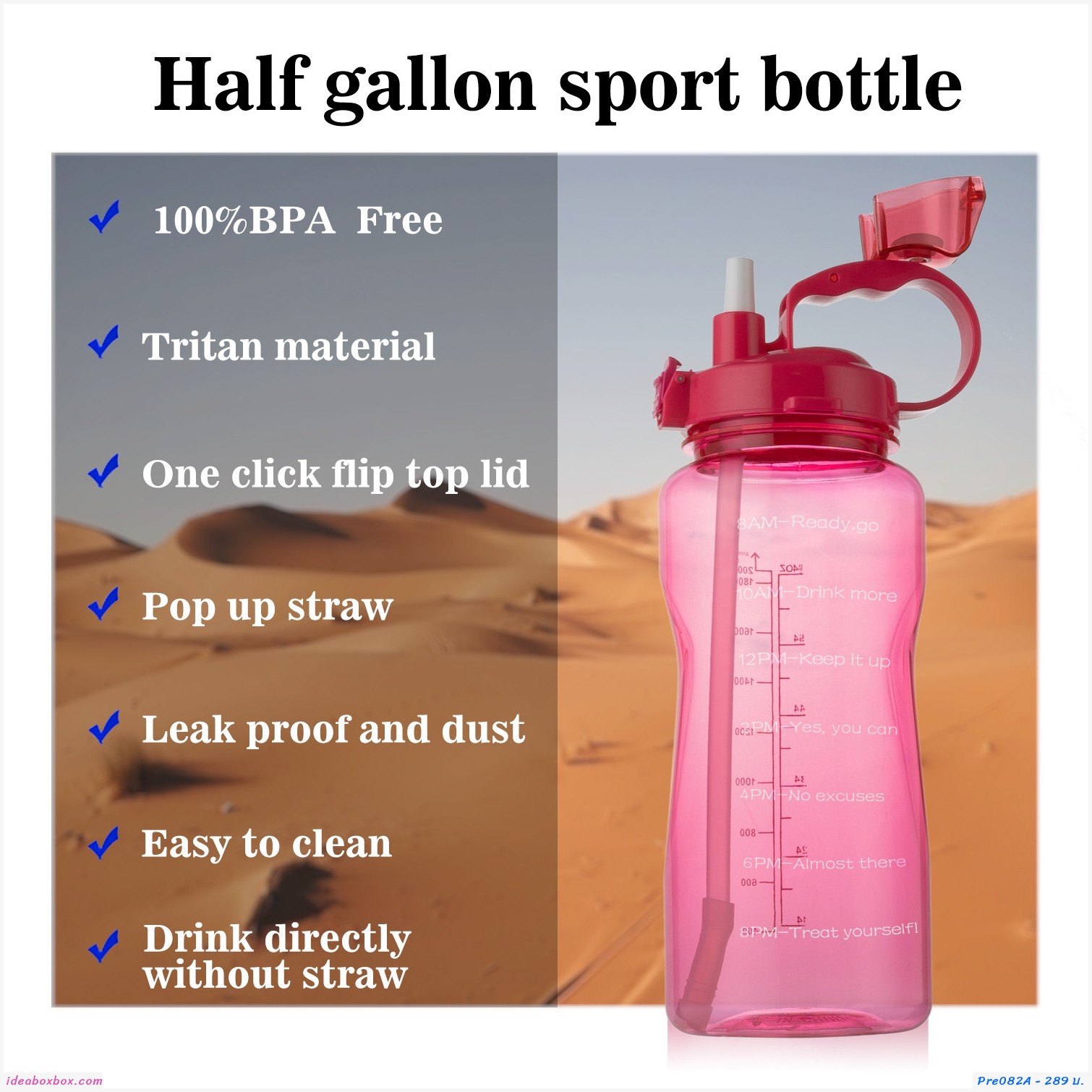 ขวดน้ำสุขภาพ 2 ลิตร Time Marker Bpa Free แบบ A
