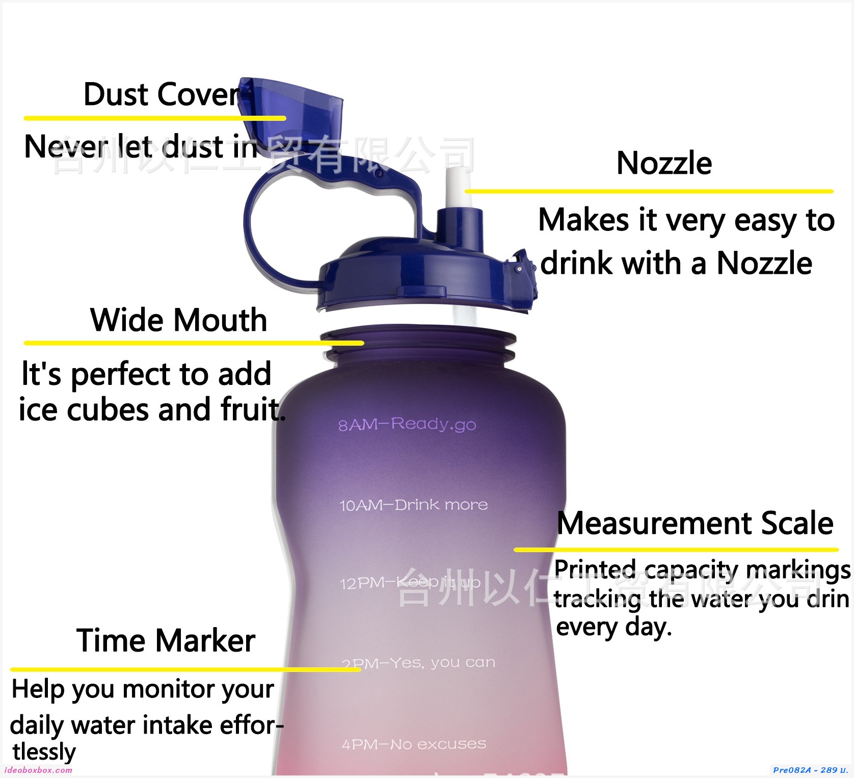ขวดน้ำสุขภาพ 2 ลิตร Time Marker Bpa Free แบบ A