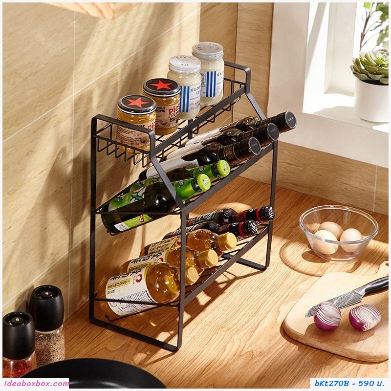 ชั้นวางขวด เครื่องปรุง 3 Layer kitchen rack สีดำ
