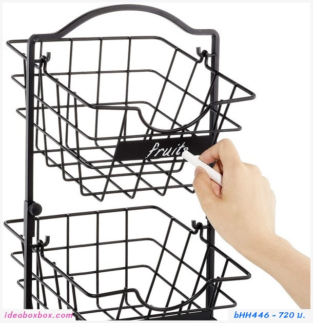 ชั้นวางตะกร้า Fruit Basket 3 ชั้น สีดำ