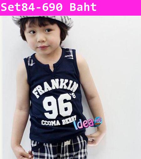 ชุดเสื้อกล้ามกางเกง สีน้ำเงิน Frankin 96