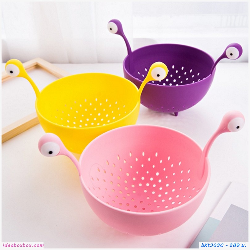 ตะกร้าวางอาหาร Draining basket ลายเอเลี่ยน สีม่วง(1 แถม 1)