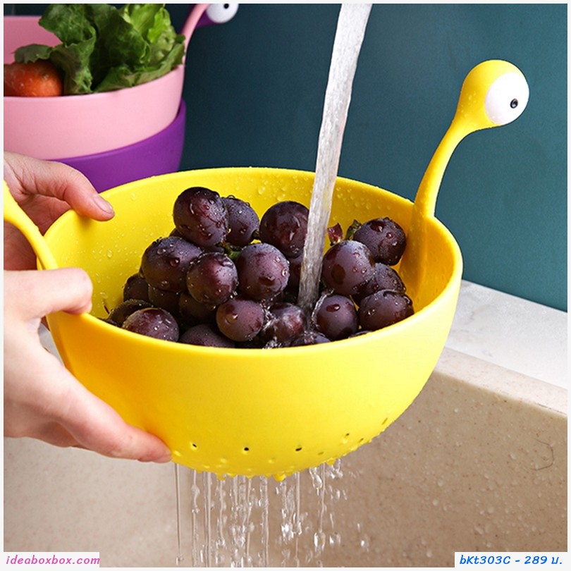 ตะกร้าวางอาหาร Draining basket ลายเอเลี่ยน สีม่วง(1 แถม 1)