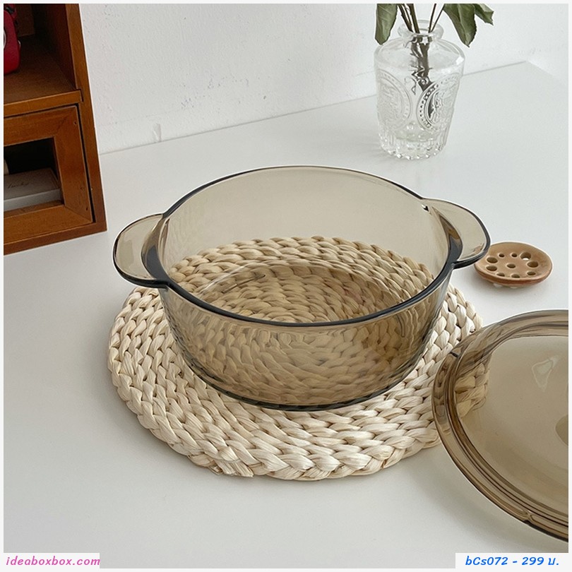 ชามแก้วใส่อาหาร ใส่มาม่า พร้อมฝาปิด Glassware